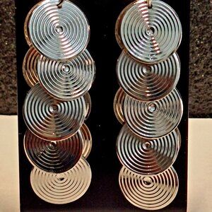 Stainless Steel Silver Swirl Drop Dangel Earrings